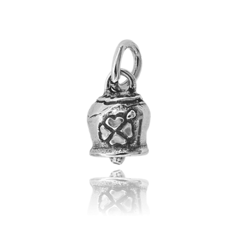 CIONDOLO CAMPANELLA CON SIMBOLO IN ARGENTO BRUNITO TIT 800