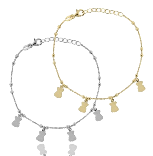 BRACCIALE FORZATINA CON ORSETTI IN ARGENTO TIT 925‰ CM 17-19