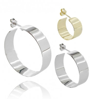 ORECCHINI A CERCHIO A LASTRA MM 10 IN ARGENTO TIT 925