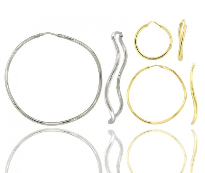 ORECCHINI A CERCHIO DIAMETRO A CANNA TONDA ONDULATA MM 2 IN ARGENTO TIT 925
