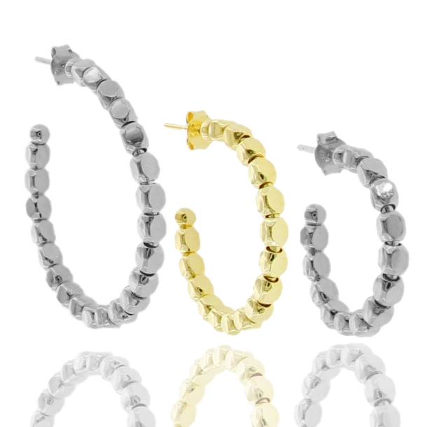ORECCHINI A CERCHIO CON QUADROTTI MM 3X3 IN ARGENTO 925