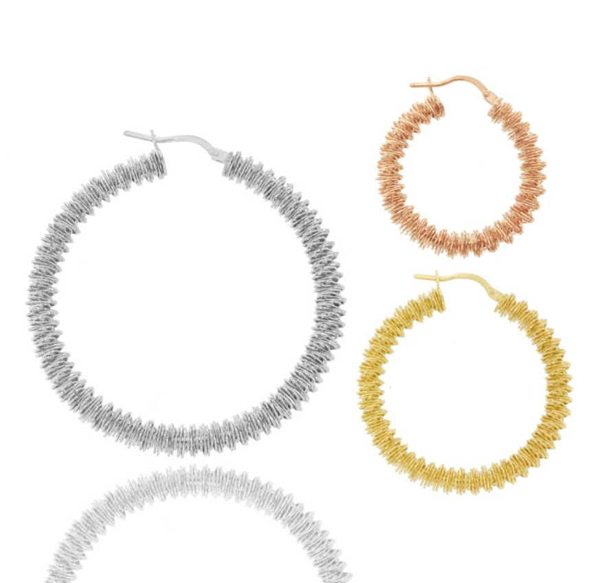 ORECCHINI A CERCHIO CON FILO DIAMANTATO A SPIRALE MM 5 IN ARGENTO TIT 925‰