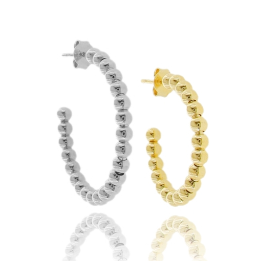 ORECCHINI A CERCHIO CON SFERE MM 3 IN ARGENTO 925