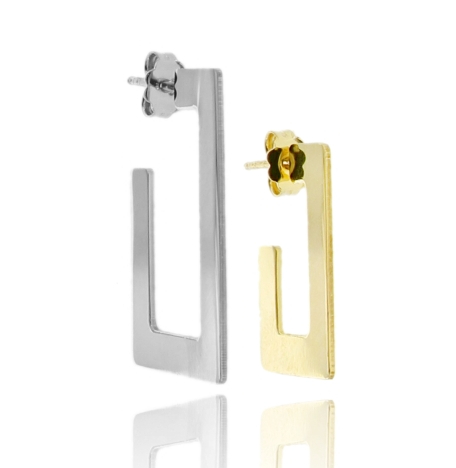 ORECCHINI RETTANGOLARI A LASTRA MM 4 IN ARGENTO TIT 925