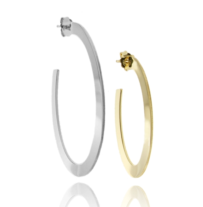 ORECCHINI OVALI A LASTRA MM 4 IN ARGENTO TIT 925