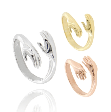 ANELLO ABBRACCIO IN ARGENTO DORATO TIT 925 MISURA REGOLABILE