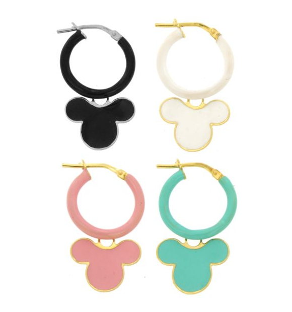 ORECCHINI A CERCHIO DIAMETRO MM 12 CON SAGOMA PENDENTE IN ARGENTO TIT 925 E SMALTO