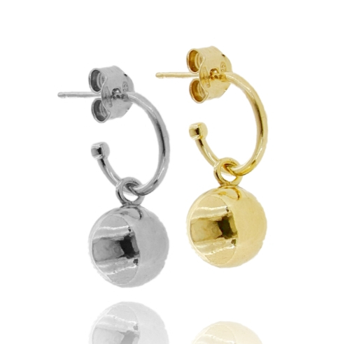 ORECCHINI A CERCHIO DIAMETRO 10 CON SFERA PENDENTE MM 10 IN ARGENTO TIT 925‰