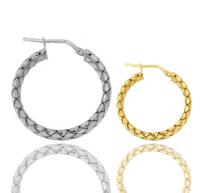 ORECCHINI A CERCHIO A CANNA SCHIACCIATA E INTRECCIATA MM 5 IN ARGENTO TIT 925