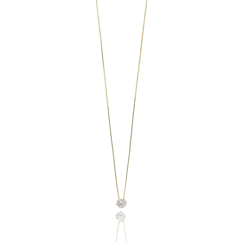 COLLANA VENEZIANA CM 42 CON SOLITARIO 4 GRIFFE CON ZIRCONE BIANCO IN ARGENTO TIT 925