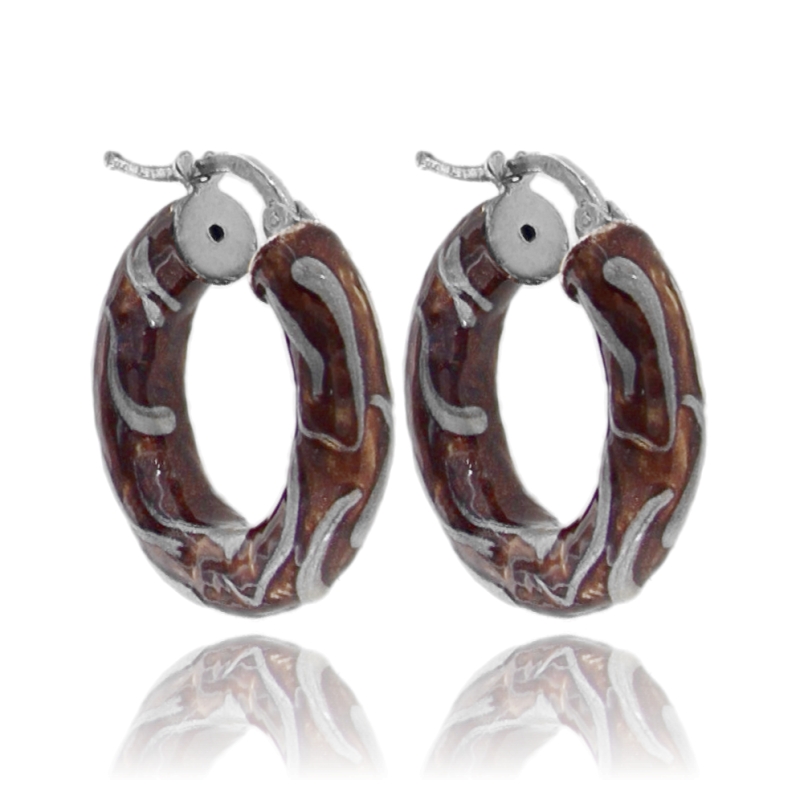 ORECCHINI A CERCHIO VINTAGE DIAMETRO MM 12 A CANNA TONDA MM 6 IN ARGENTO TIT 925 E SMALTO