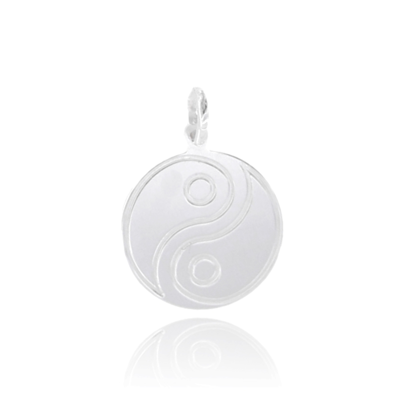 CIONDOLO TONDO MM 18 YIN E YANG IN ARGENTO TIT 925 E SMALTO