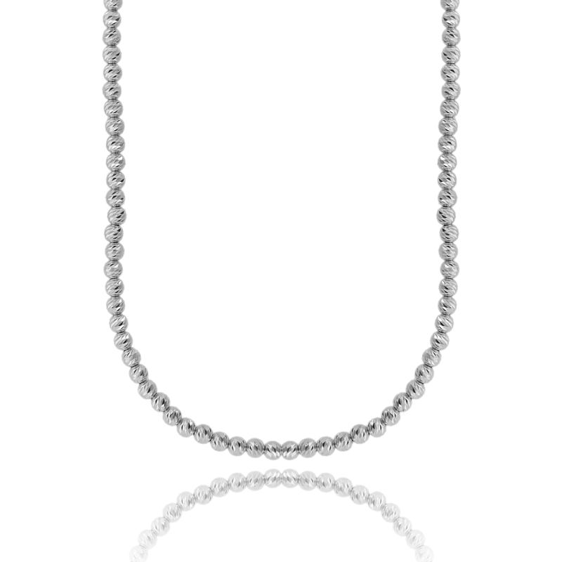 COLLANA CON SFERE DIAMANTATE TRASVERSALMENTE IN ARGENTO TIT 925‰
