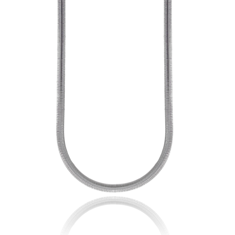 COLLANA CODA DI TOPO SCHIACCIATA IN ACCIAIO
