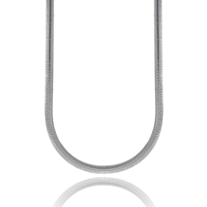 COLLANA CODA DI TOPO SCHIACCIATA IN ACCIAIO