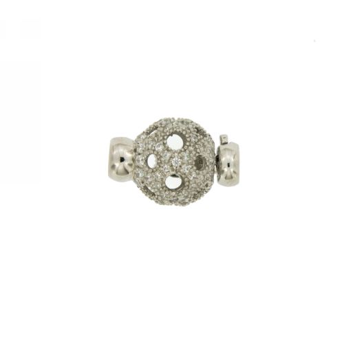 CHIUSURA PALLA TRAFORATA MM 12 IN ARGENTO RODIATO TIT 925‰ E ZIRCONI