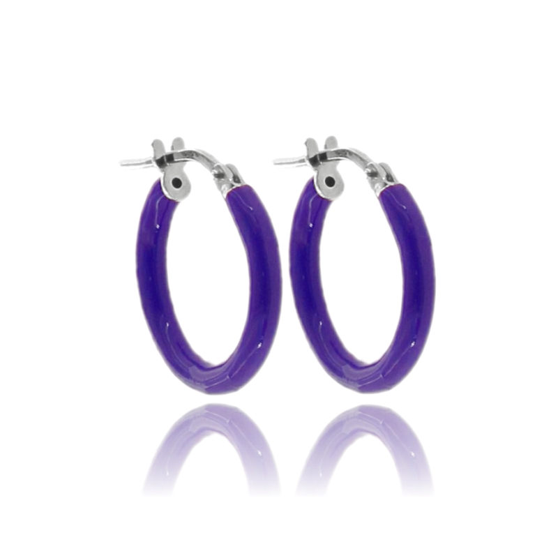 ORECCHINI A CERCHIO A CANNA TONDA MM 2 IN ARGENTO TIT 925 E SMALTO