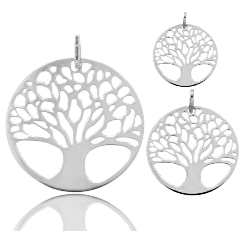 CIONDOLO ALBERO DELLA VITA TAGLIO LASER IN ARGENTO TIT 925‰