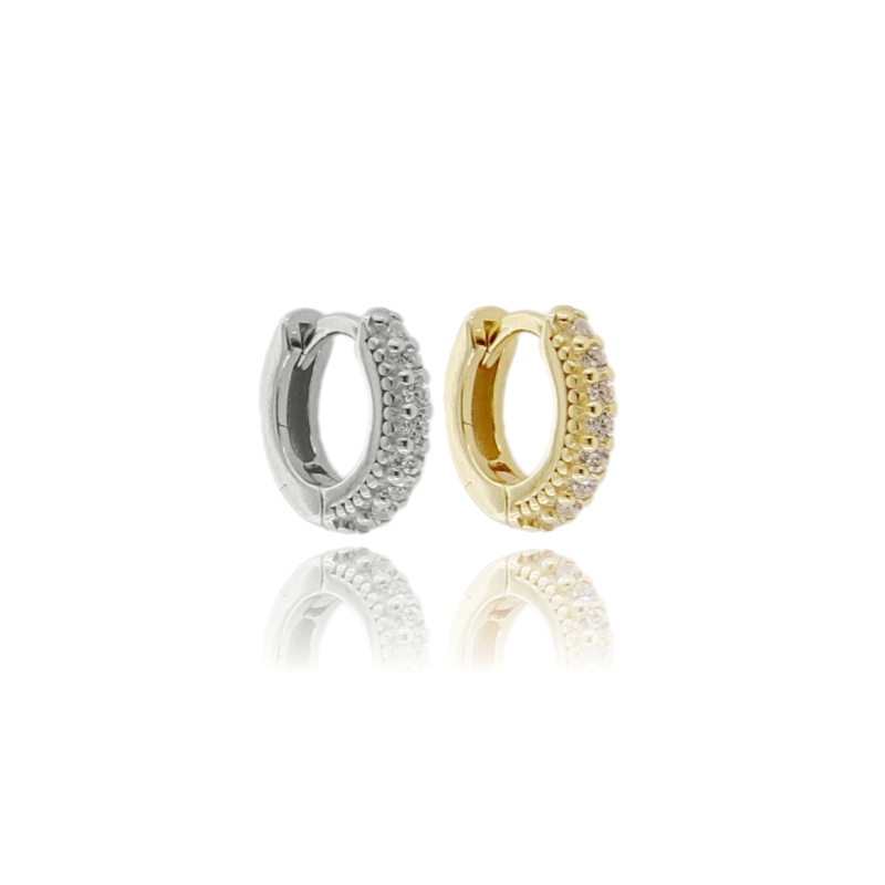 ORECCHINI A CERCHIO SCATTINO MM 6 IN ARGENTO TIT 925 E ZIRCONI BIANCHI