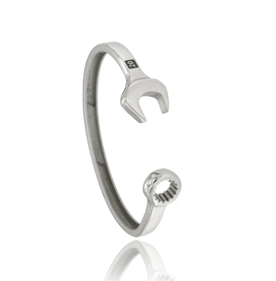 BRACCIALE RIGIDO CHIAVE INGLESE IN ARGENTO TIT 925