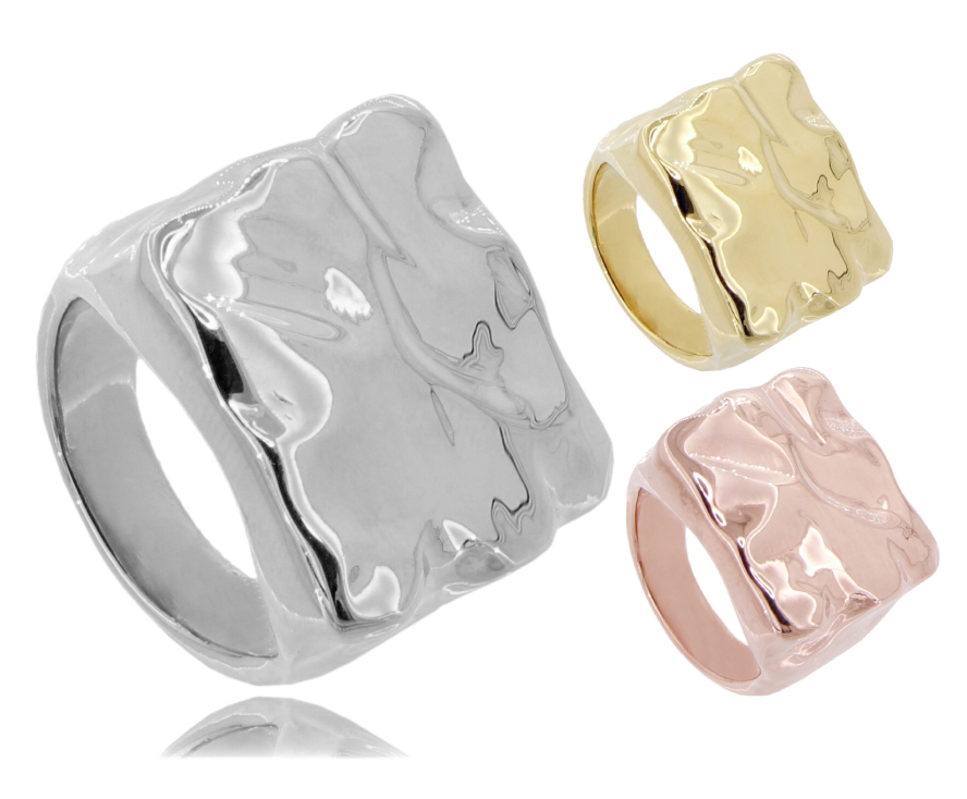 ANELLO ELETTROFORMATO QUADRATO IN ARGENTO TIT 925
