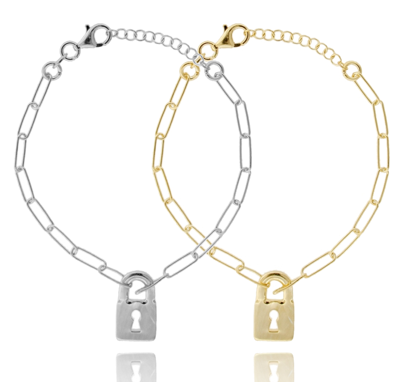 BRACCIALE FORZATINA CON LUCCHETTO IN ARGENTO TIT 925 CM 17-19