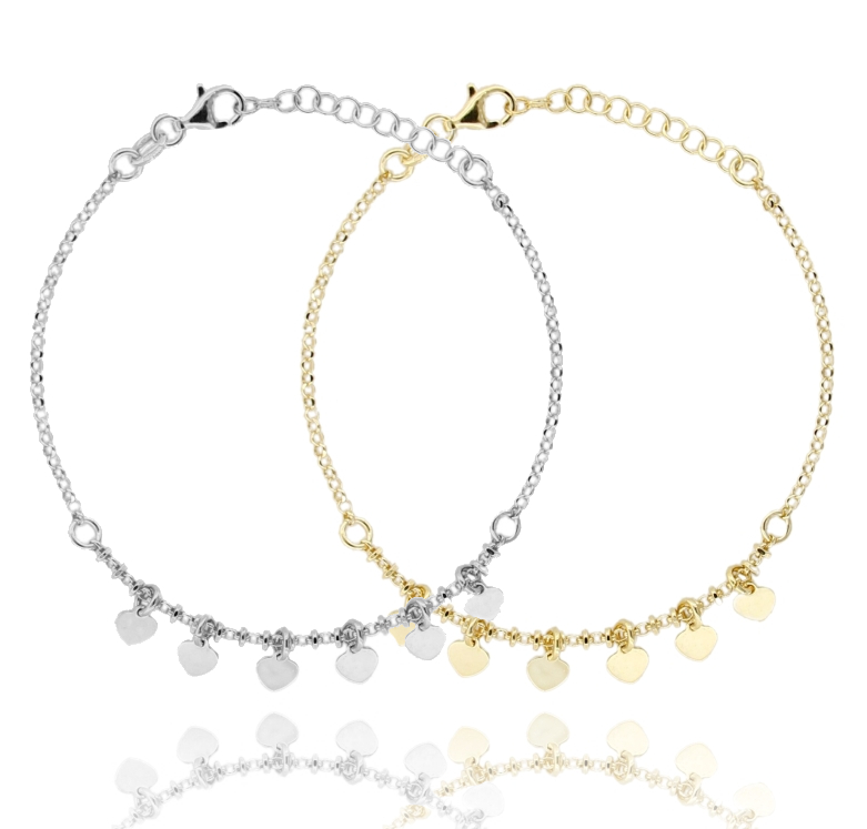 BRACCIALE ROLO' CON CUORI IN ARGENTO TIT 925‰ CM 17-19