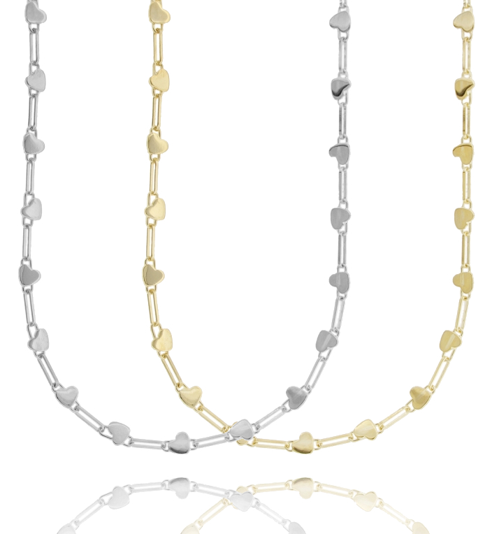 COLLANA CON CUORI IN ARGENTO TIT 925‰ CM 40