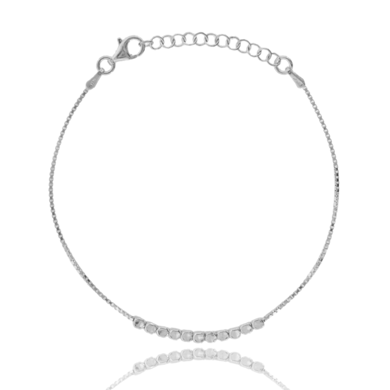 BRACCIALE VENEZIANA CON PEPITE CENTRALI IN ARGENTO TIT 925‰ CM 18-21