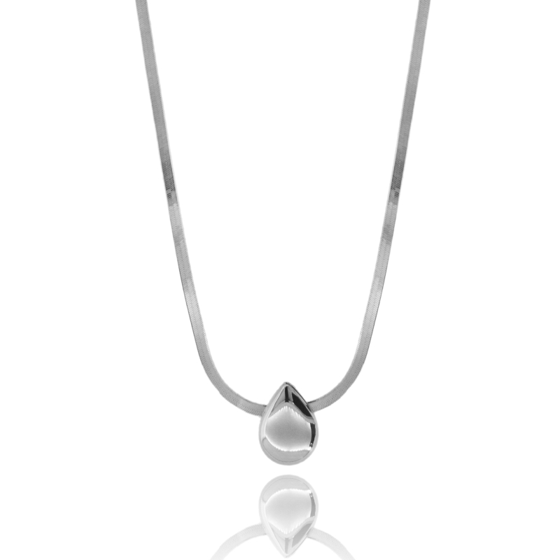 COLLANA SCHIENA D'ASINO CON GOCCIA PENDENTE IN ARGENTO TIT 925‰ CM 42