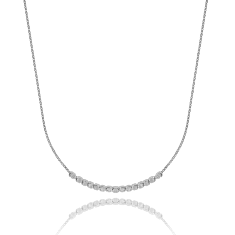 COLLANA VENEZIANA CON PEPITE CENTRALI IN ARGENTO TIT 925‰ CM 42-45