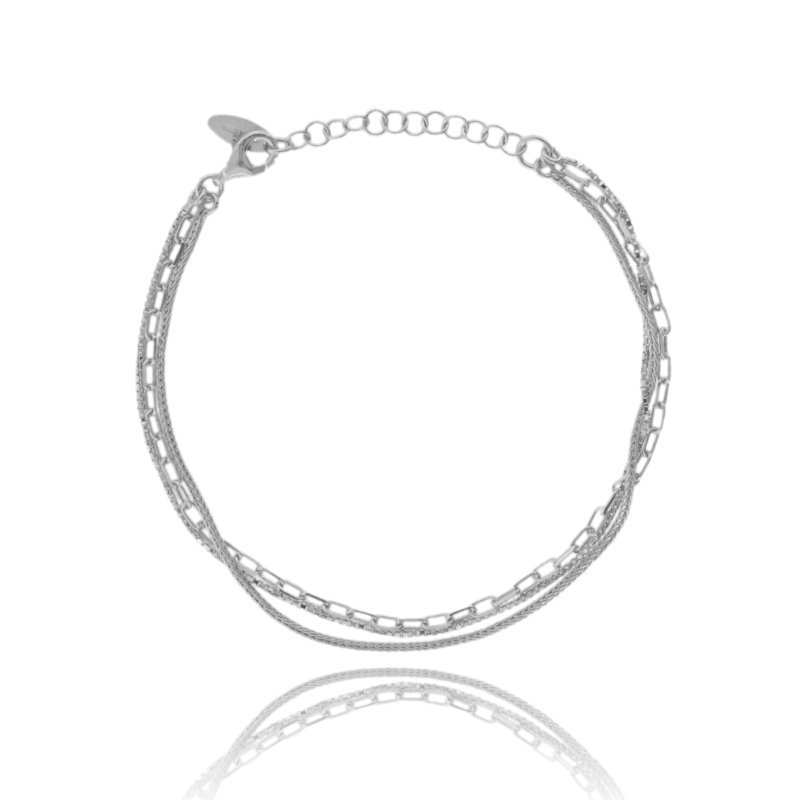 BRACCIALE CATENA A 3 FILI IN ARGENTO TIT 925 CM 18-21