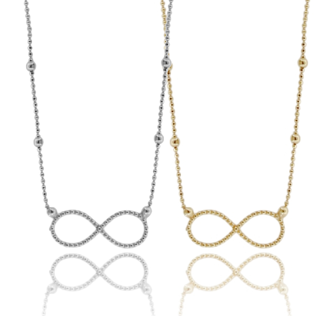 COLLANA CATENA CON SFERE E INFINITO IN ARGENTO TIT 925 CM 40-45