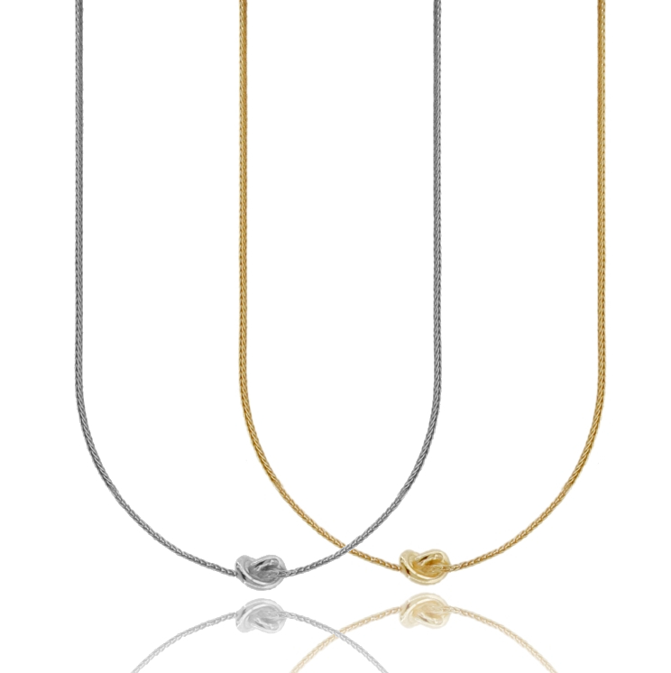 COLLANA CODA DI VOLPE CON NODO IN ARGENTO TIT 925 CM 40-45