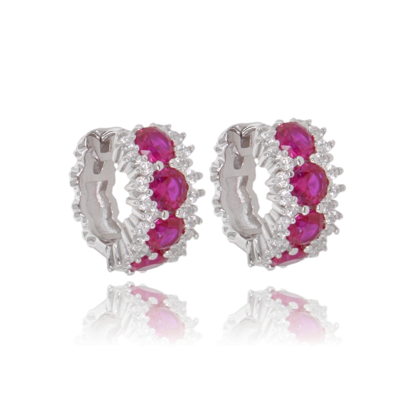 ORECCHINI A CERCHIO MM 10 IN ARGENTO RODIATO TIT 925 E ZIRCONI