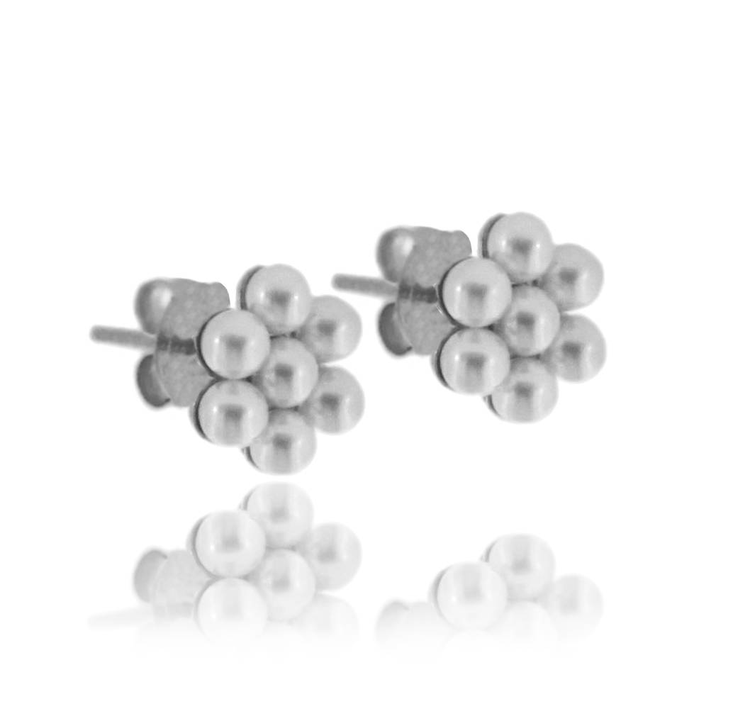 ORECCHINI A LOBO FIORE IN ARGENTO TIT 925 E PERLE