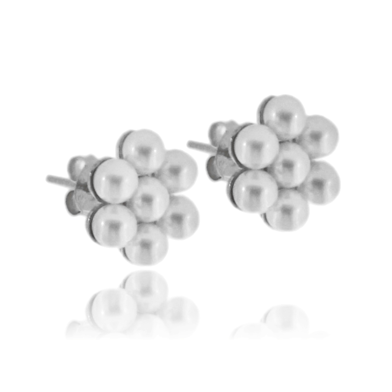ORECCHINI A LOBO FIORE IN ARGENTO TIT 925 E PERLE