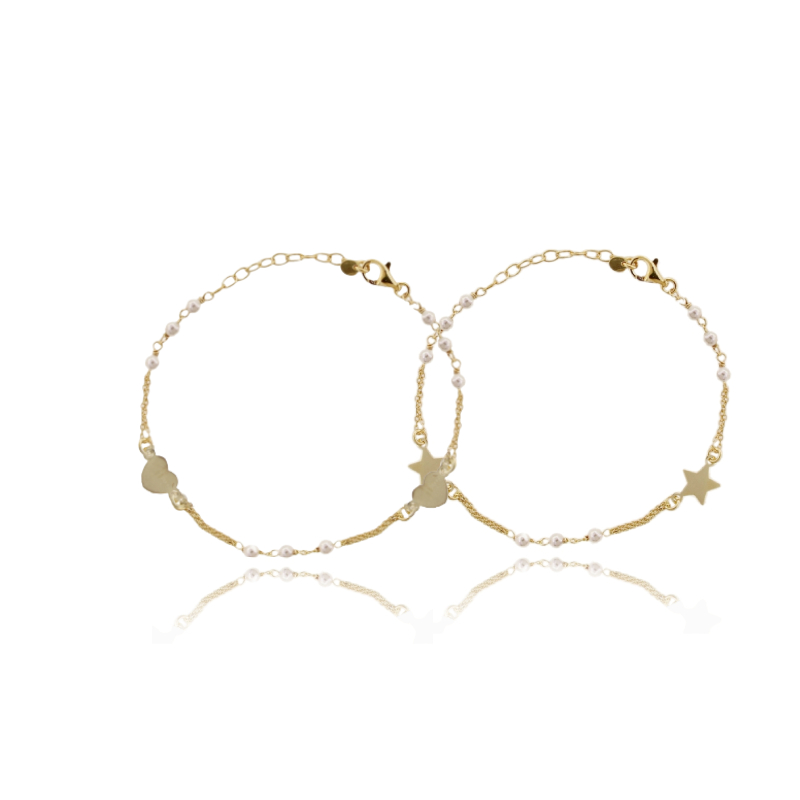 BRACCIALE FORZATINA CON SIMBOLI IN ARGENTO TIT 925 E PERLE CM 17-19