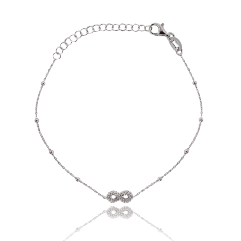 BRACCIALE CONTORNO INFINITO A FILO PUNTINATO IN ARGENTO RODIATO TIT 925‰ CM 17-20