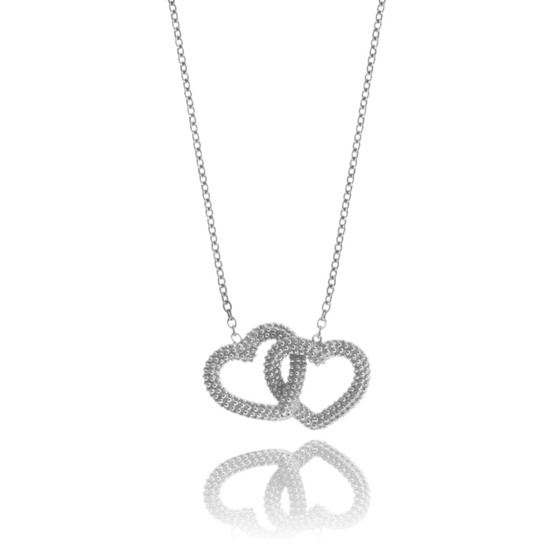 COLLANA FORZATINA CON CONTORNO CUORE A FILO PUNTINATO IN ARGENTO TIT 925‰ CM