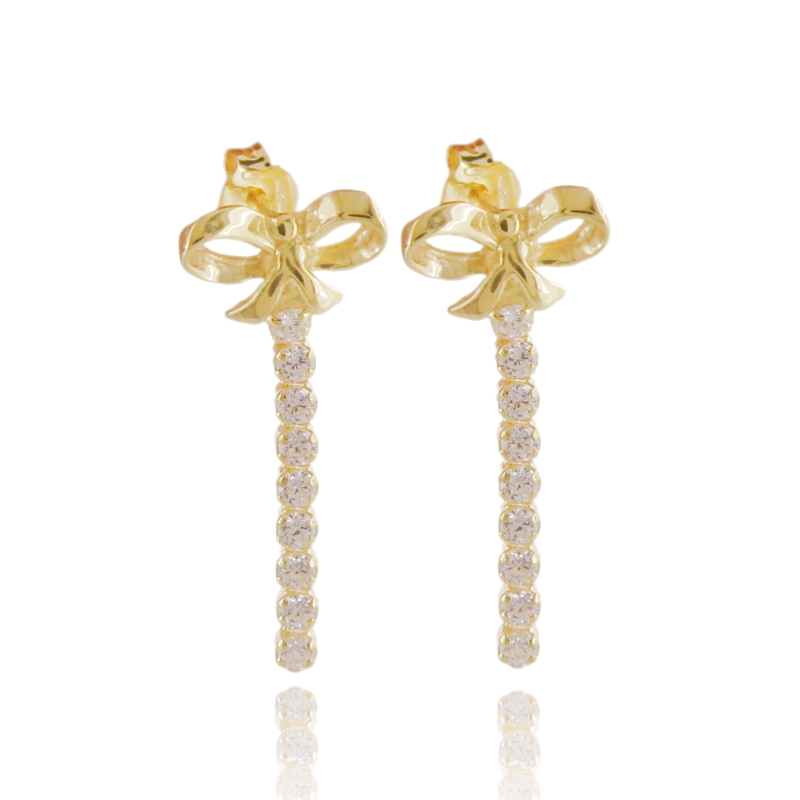 ORECCHINI TENNIS CON FIOCCO PICCOLO CENTRALE IN ARGENTO TIT 925