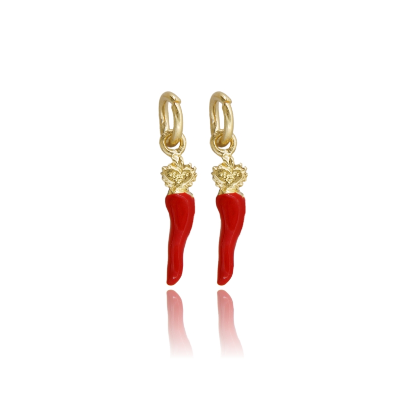 CIONDOLO CORNO MM 17 CON SACRO CUORE PZ 2 IN ARGENTO BRUNITO TIT 925