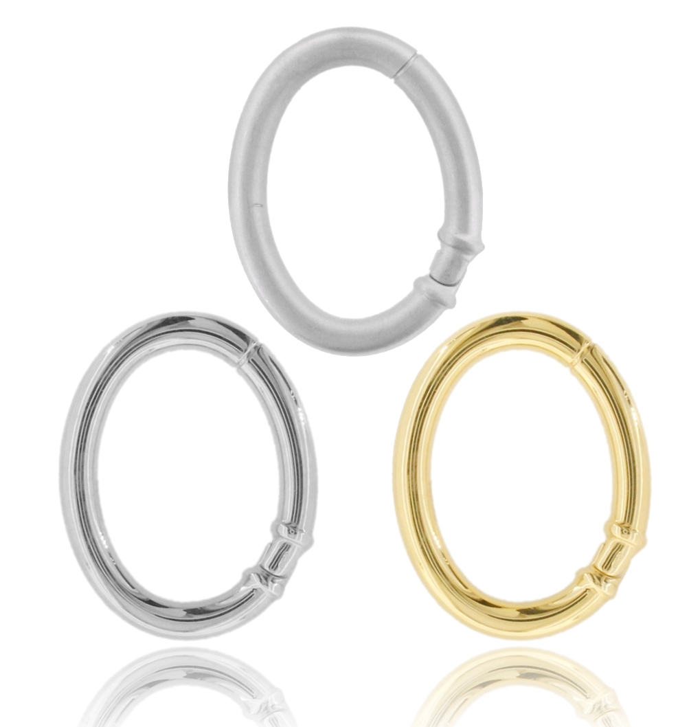 CHIUSURA A SCOMPARSA OVALE DIAM. INTERNO MM 30X22 A CANNA TONDA MM 5 IN ARGENTO TIT 925