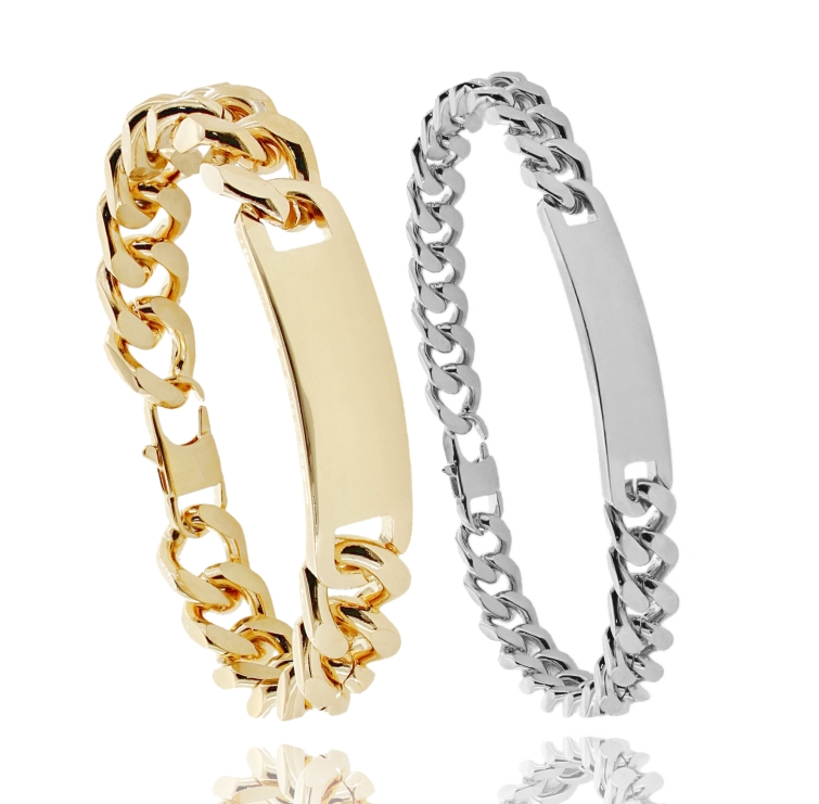 BRACCIALE CUBAN CHAIN CON TARGA IN ACCIAIO CM 21