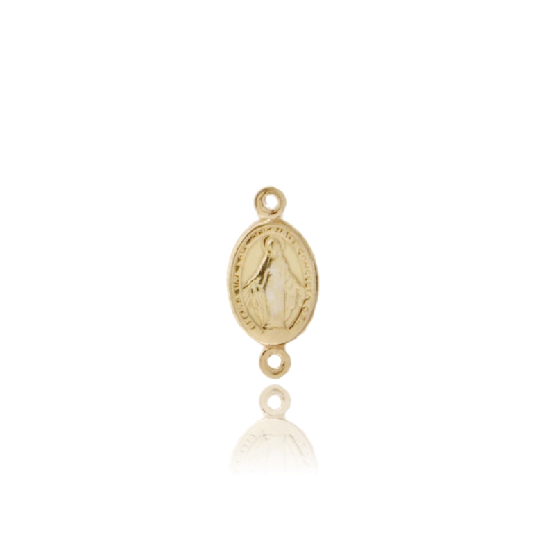 MADONNINA MIRACOLOSA OVALE MM 10X07 A TRAMEZZO CON 2 MAGLINE SALDATE PZ 5 IN ARGENTO TIT 925‰