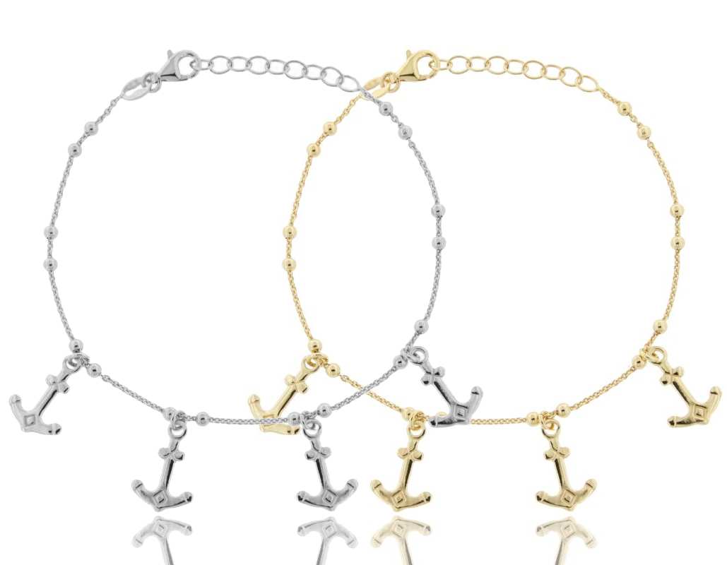 BRACCIALE FORZATINA CON ANCORE IN ARGENTO TIT 925‰ CM 17-19