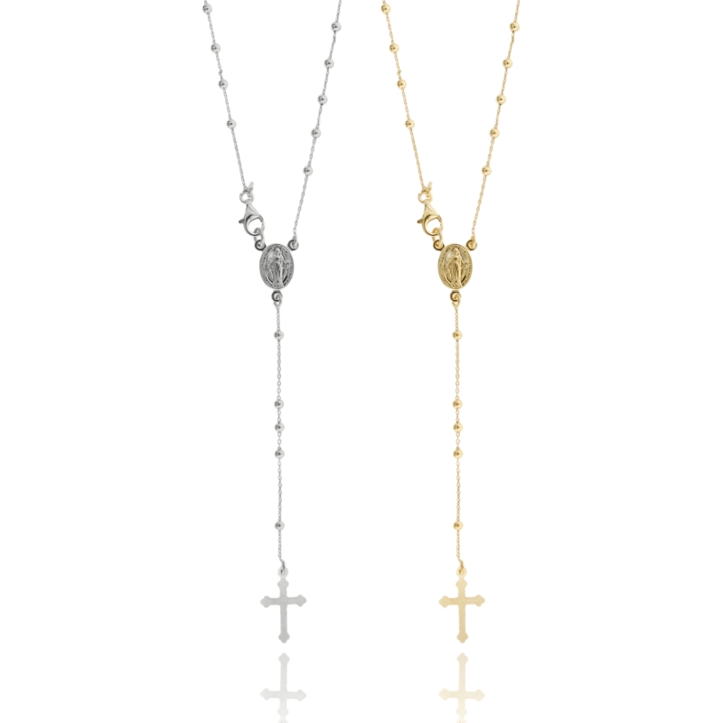 COLLANA ROSARIO FORZATINA A Y CON SFERE IN ARGENTO TIT 925