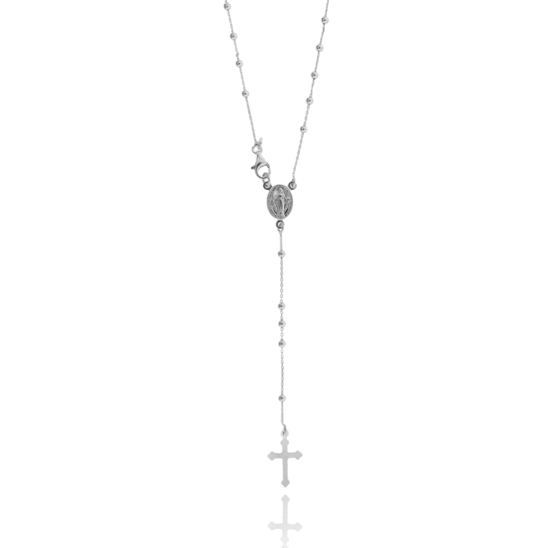 COLLANA ROSARIO FORZATINA A Y CON SFERE IN ARGENTO TIT 925