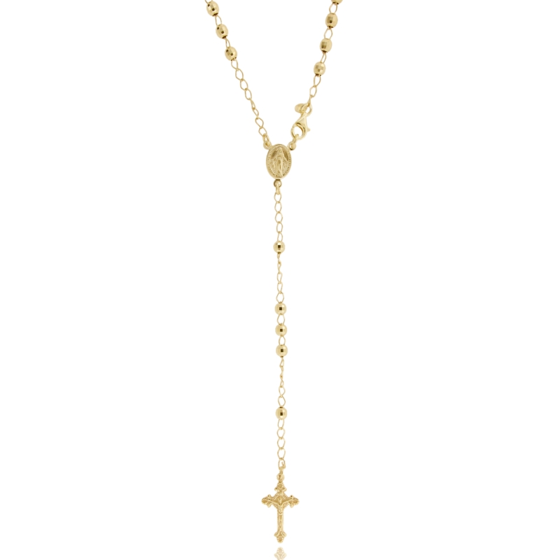 COLLANA ROSARIO A Y CON SFERE DIAMANTATE IN ARGENTO TIT 925