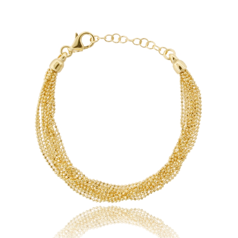 BRACCIALE PALLINE DIAMANTATE MULTIFILO IN ARGENTO TIT 925 CM 17-19